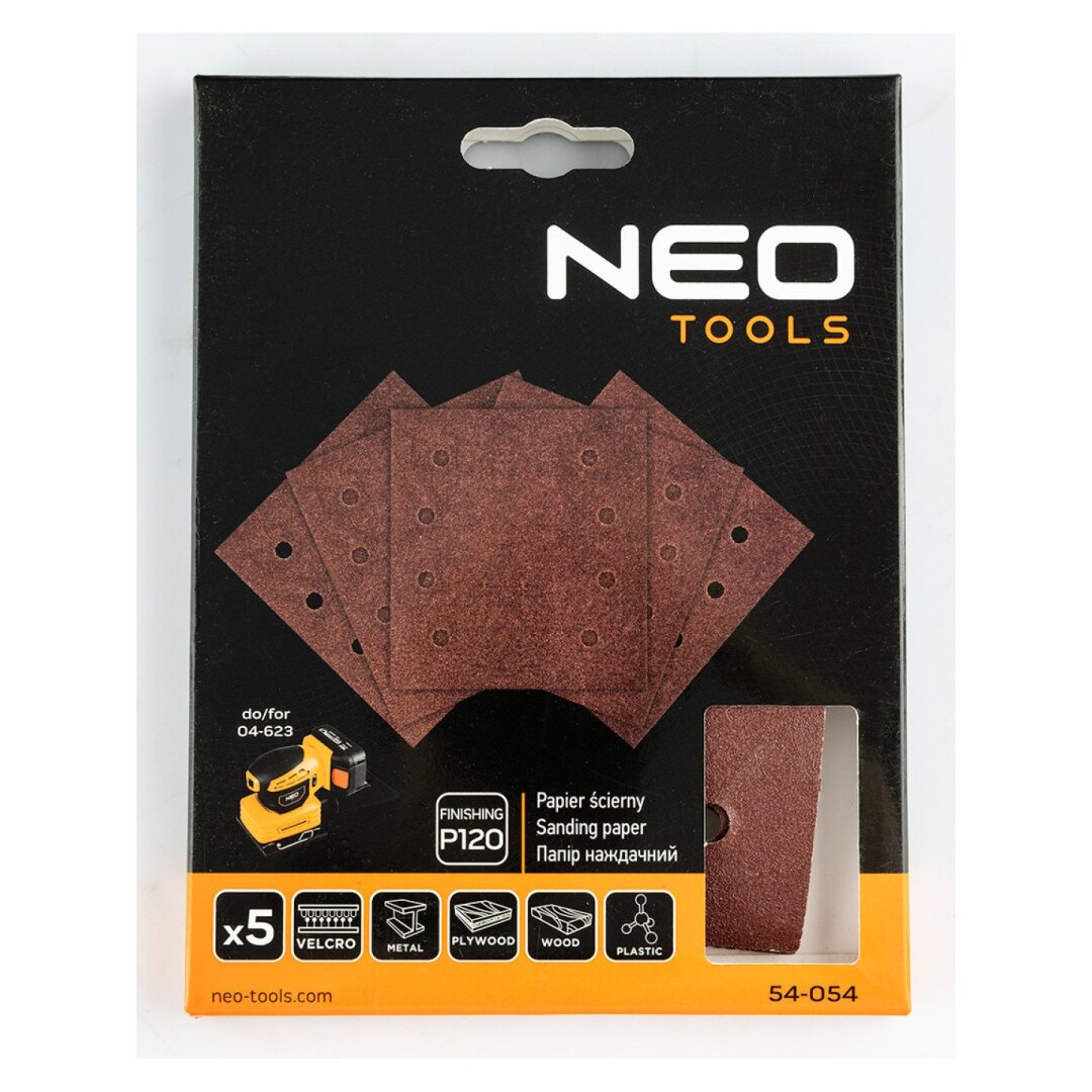 Šlifavimo popierius, „Velcro“ 113 x 113 mm, P120, 5 vnt. su 8 skylėmis 1 Šlifavimo popierius, „Velcro“ 113 x 113 mm, P120, 5 vnt. su 8 skylėmis 1