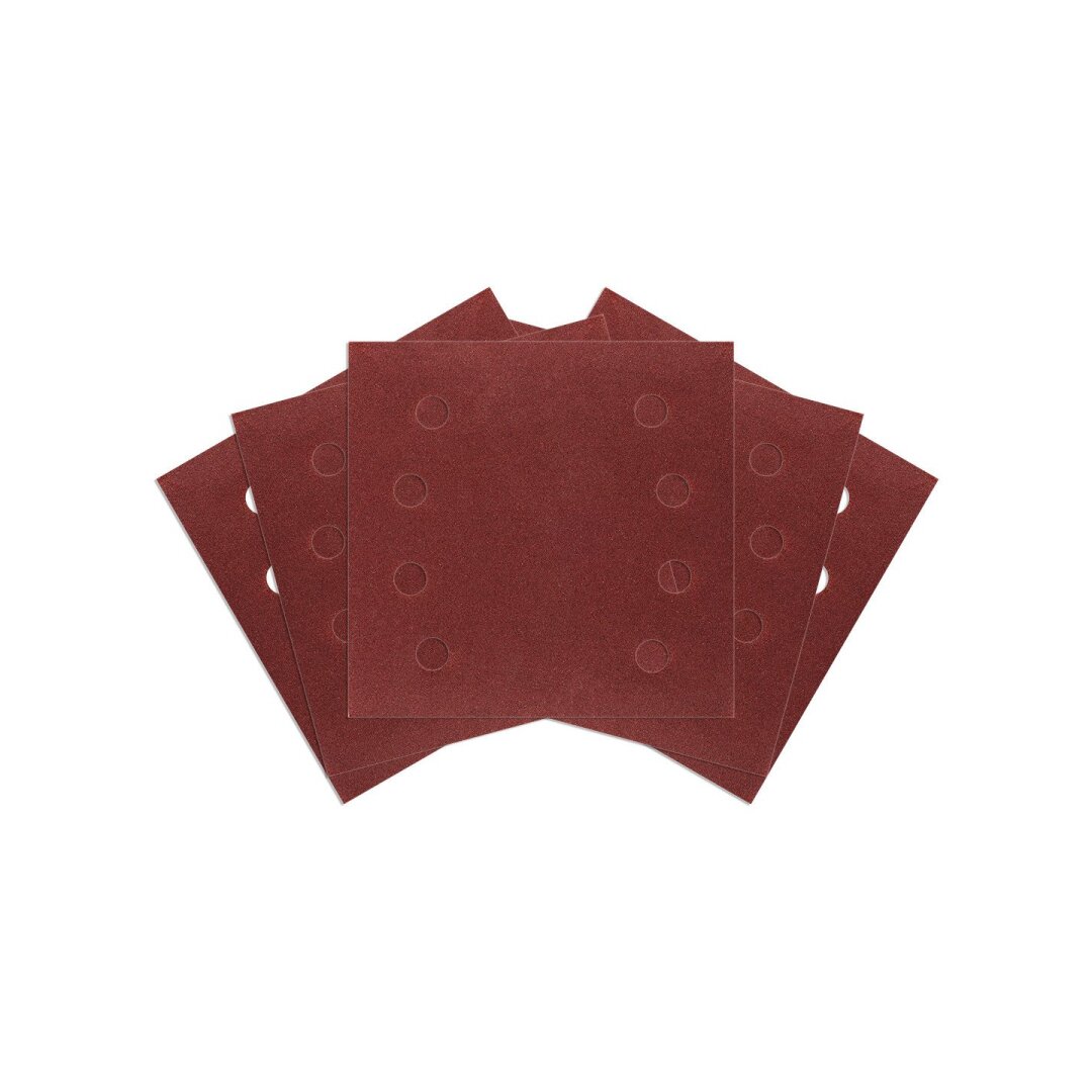 Šlifavimo popierius, „Velcro“ 113 x 113 mm, P120, 5 vnt. su 8 skylėmis