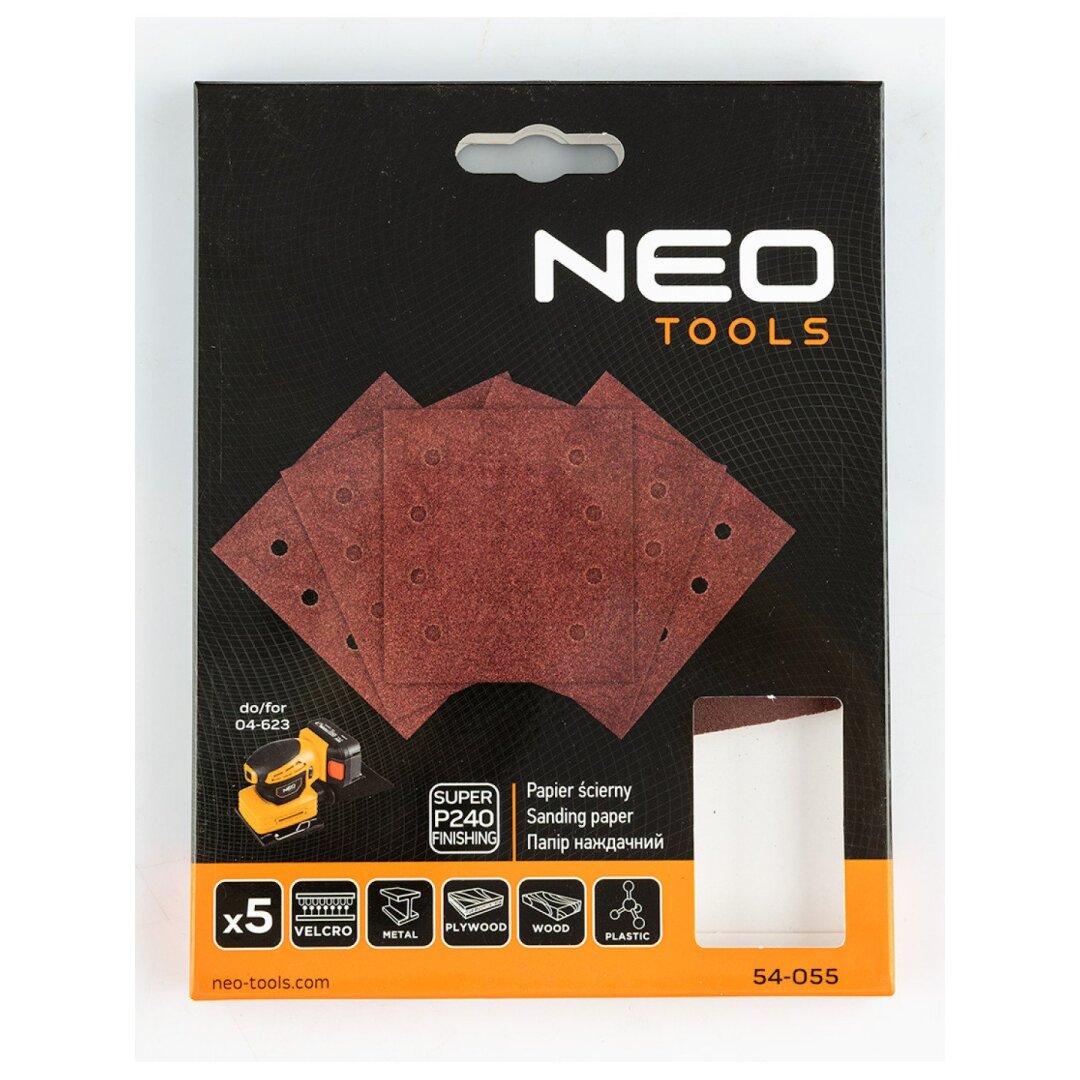 Šlifavimo popierius, „Velcro“ 113 x 113 mm, p240, 5 vnt. su 8 skylėmis 1