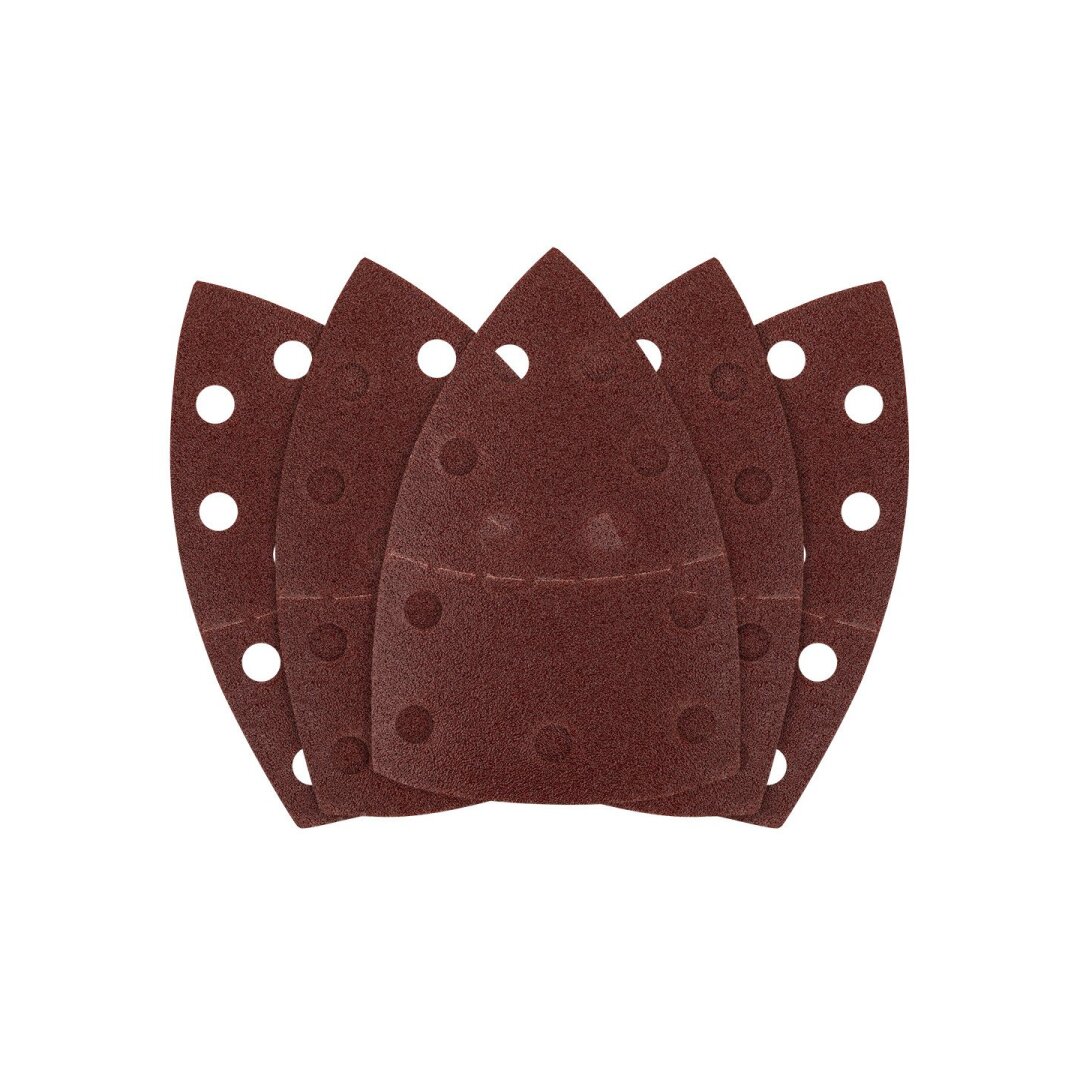 Šlifavimo popierius, „Velcro“, metalui 102 x 152 mm, p80, 5 vnt, su 11 skylių Šlifavimo popierius, „Velcro“, metalui 102 x 152 mm, p80, 5 vnt, su 11 skylių