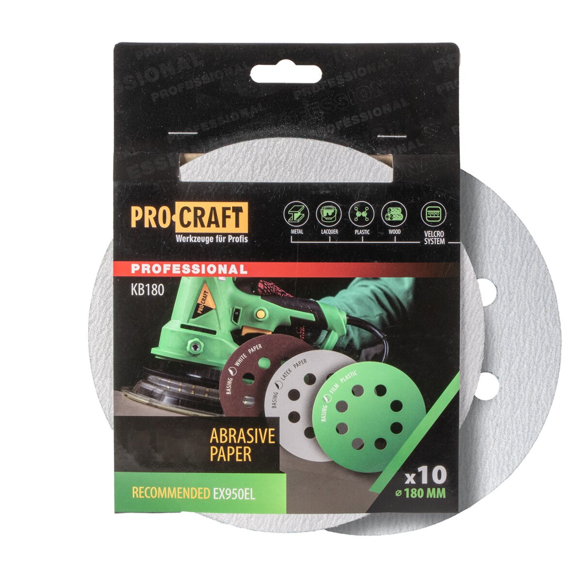 Šlifavimo lapeliai „ProCraft KB180.80” (10 vnt.)