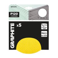 Šlifavimo diskai, perforuoti, „Velcro“, pritvirtinti su 225 mm skylėmis, P120, 5 vnt.