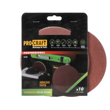 Šlifavimo diskai (popierius) 10 vnt. „ProCraft K150.150” Šlifavimo diskai (popierius) 10 vnt. „ProCraft K150.150”