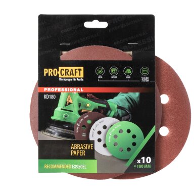 Šlifavimo popierius (10 vnt.) „ProCraft KD180.180” Šlifavimo popierius (10 vnt.) „ProCraft KD180.180”