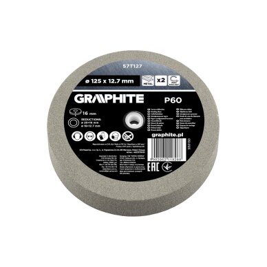 Šlifavimo diskai 125 x 20/16/12,7 x 16 mm, p60, 2 vnt. 2 Šlifavimo diskai 125 x 20/16/12,7 x 16 mm, p60, 2 vnt. 2