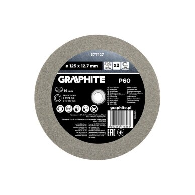 Šlifavimo diskai 125 x 20/16/12,7 x 16 mm, p60, 2 vnt. 3 Šlifavimo diskai 125 x 20/16/12,7 x 16 mm, p60, 2 vnt. 3