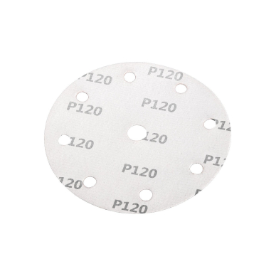 Šlifavimo diskai 150 mm, P120, 5 vnt, su 9 skylėmis 04-721 6 Šlifavimo diskai 150 mm, P120, 5 vnt, su 9 skylėmis 04-721 6