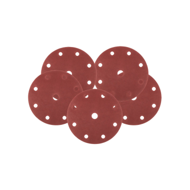 Šlifavimo diskai 150 mm, P240, 5 vnt, su 9 skylėmis 04-721 Šlifavimo diskai 150 mm, P240, 5 vnt, su 9 skylėmis 04-721