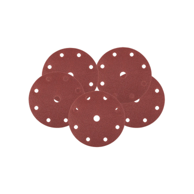 Šlifavimo diskai 150 mm, P60, 5 vnt, su 9 skylėmis 04-721 Šlifavimo diskai 150 mm, P60, 5 vnt, su 9 skylėmis 04-721