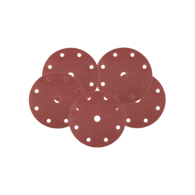 Šlifavimo diskai 150 mm, P80, 5 vnt, su 9 skylėmis 04-721 Šlifavimo diskai 150 mm, P80, 5 vnt, su 9 skylėmis 04-721