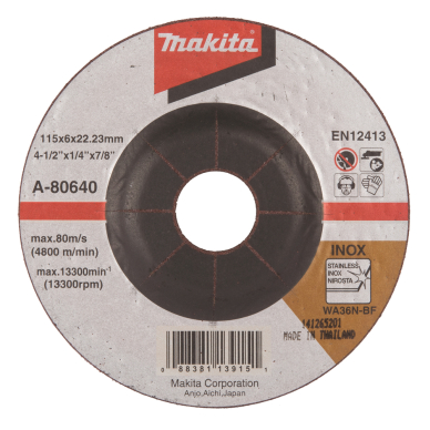 Šlifavimo diskas Makita A-80640, 115X6  RST (INOX) 1 Šlifavimo diskas Makita A-80640, 115X6  RST (INOX) 1