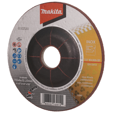 Šlifavimo diskas Makita A-80640, 115X6  RST (INOX) Šlifavimo diskas Makita A-80640, 115X6  RST (INOX)