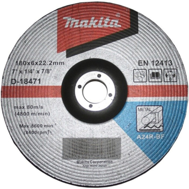 Šlifavimo diskas metalui Makita D-18471, 180X6 A24R Šlifavimo diskas metalui Makita D-18471, 180X6 A24R
