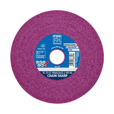 Šlifavimo diskas grandinėms PFERD SC CS-G 145x6,0x22,2 AD 60J7V Šlifavimo diskas grandinėms PFERD SC CS-G 145x6,0x22,2 AD 60J7V