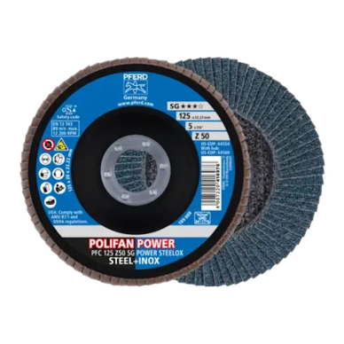 Šlifavimo diskas PFERD PFC125 Z50 SG Power Steelox Šlifavimo diskas PFERD PFC125 Z50 SG Power Steelox