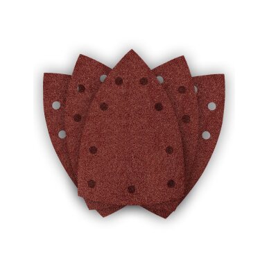 Šlifavimo popierius plienui 146 x 156 x 100 mm, p80, 5 vnt, su 9 skylėmis 04-623 Šlifavimo popierius plienui 146 x 156 x 100 mm, p80, 5 vnt, su 9 skylėmis 04-623