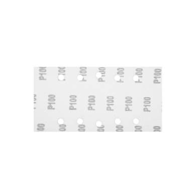 Šlifavimo popierius su „Velcro“ tvirtinimu 115 x 230 mm, K100, 5 vnt, su skylutėmis 5 Šlifavimo popierius su „Velcro“ tvirtinimu 115 x 230 mm, K100, 5 vnt, su skylutėmis 5