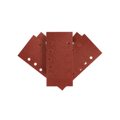Šlifavimo popierius su „Velcro“ tvirtinimu 115 x 230 mm, K100, 5 vnt, su skylutėmis Šlifavimo popierius su „Velcro“ tvirtinimu 115 x 230 mm, K100, 5 vnt, su skylutėmis