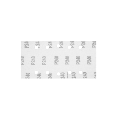 Šlifavimo popierius su „Velcro“ tvirtinimu 115 x 230 mm, K240, 5 vnt, su skylutėmis 5 Šlifavimo popierius su „Velcro“ tvirtinimu 115 x 230 mm, K240, 5 vnt, su skylutėmis 5