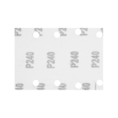 Šlifavimo popierius su „Velcro“ tvirtinimu 115 x 230 mm, K240, 5 vnt, su skylutėmis 7 Šlifavimo popierius su „Velcro“ tvirtinimu 115 x 230 mm, K240, 5 vnt, su skylutėmis 7