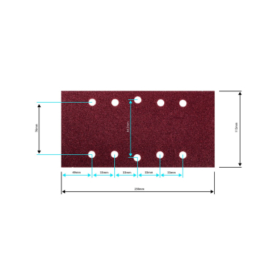 Šlifavimo popierius su „Velcro“ tvirtinimu 115 x 230 mm, K40, 5 vnt, su skylutėmis 8