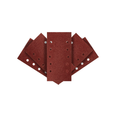 Šlifavimo popierius su „Velcro“ tvirtinimu 115 x 230 mm, K40, 5 vnt, su skylutėmis Šlifavimo popierius su „Velcro“ tvirtinimu 115 x 230 mm, K40, 5 vnt, su skylutėmis