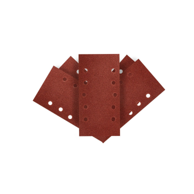 Šlifavimo popierius su „Velcro“ tvirtinimu 115 x 230 mm, K80, 5 vnt, su skylutėmis Šlifavimo popierius su „Velcro“ tvirtinimu 115 x 230 mm, K80, 5 vnt, su skylutėmis