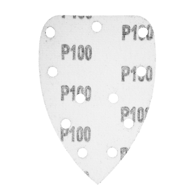 Šlifavimo popierius su „Velcro“ tvirtinimu delta 140 x 140 x 80 mm, K100, 5 vnt, su skylutėmis 5