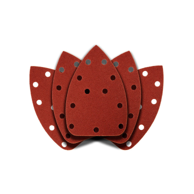 Šlifavimo popierius su „Velcro“ tvirtinimu delta 140 x 140 x 80 mm, K120, 5 vnt, su skylutėmis