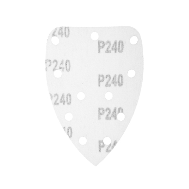 Šlifavimo popierius su „Velcro“ tvirtinimu delta 140 x 140 x 80 mm, K240, 5 vnt, su skylutėmis 5