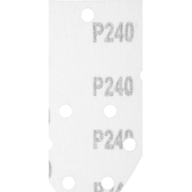 Šlifavimo popierius su „Velcro“ tvirtinimu delta 140 x 140 x 80 mm, K240, 5 vnt, su skylutėmis 7