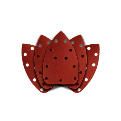 Šlifavimo popierius su „Velcro“ tvirtinimu delta 140 x 140 x 80 mm, K240, 5 vnt, su skylutėmis Šlifavimo popierius su „Velcro“ tvirtinimu delta 140 x 140 x 80 mm, K240, 5 vnt, su skylutėmis