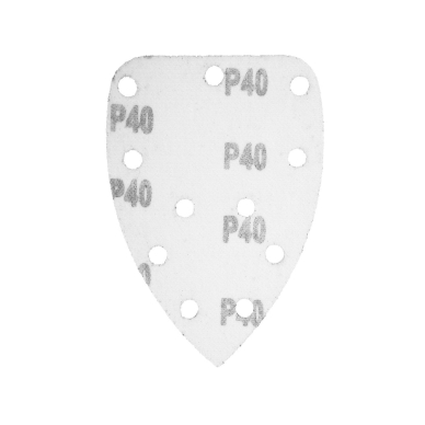 Šlifavimo popierius su „Velcro“ tvirtinimu delta 140 x 140 x 80 mm, K40, 5 vnt, su skylutėmis 5