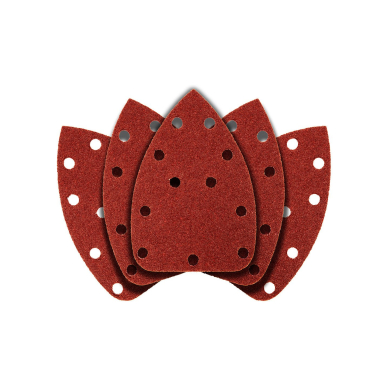 Šlifavimo popierius su „Velcro“ tvirtinimu delta 140 x 140 x 80 mm, K40, 5 vnt, su skylutėmis Šlifavimo popierius su „Velcro“ tvirtinimu delta 140 x 140 x 80 mm, K40, 5 vnt, su skylutėmis