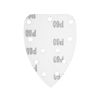 Šlifavimo popierius su „Velcro“ tvirtinimu delta 140 x 140 x 80 mm, K60, 5 vnt, su skylutėmis 5