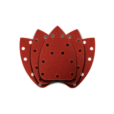 Šlifavimo popierius su „Velcro“ tvirtinimu delta 140 x 140 x 80 mm, K80, 5 vnt, su skylutėmis