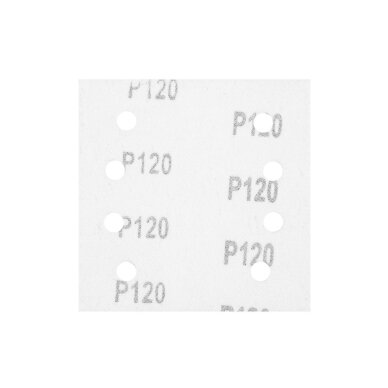 Šlifavimo popierius, „Velcro“ 113 x 113 mm, P120, 5 vnt. su 8 skylėmis 3 Šlifavimo popierius, „Velcro“ 113 x 113 mm, P120, 5 vnt. su 8 skylėmis 3