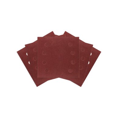Šlifavimo popierius, „Velcro“ 113 x 113 mm, P120, 5 vnt. su 8 skylėmis Šlifavimo popierius, „Velcro“ 113 x 113 mm, P120, 5 vnt. su 8 skylėmis