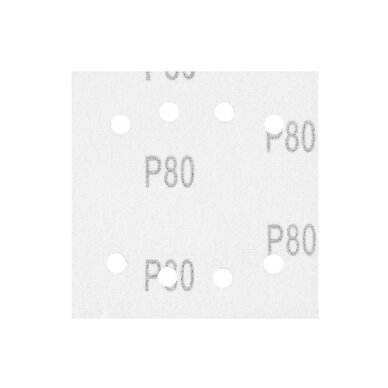 Šlifavimo popierius, „Velcro“ 113 x 113 mm, p80, 5 vnt. su 8 skylėmis 3 Šlifavimo popierius, „Velcro“ 113 x 113 mm, p80, 5 vnt. su 8 skylėmis 3