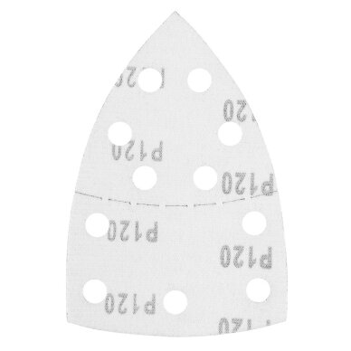 Šlifavimo popierius, „Velcro“, metalui 102 x 152 mm, P120, 5 vnt, su 11 skylių 2 Šlifavimo popierius, „Velcro“, metalui 102 x 152 mm, P120, 5 vnt, su 11 skylių 2