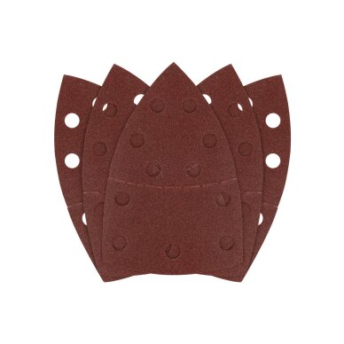 Šlifavimo popierius, „Velcro“, metalui 102 x 152 mm, P120, 5 vnt, su 11 skylių Šlifavimo popierius, „Velcro“, metalui 102 x 152 mm, P120, 5 vnt, su 11 skylių