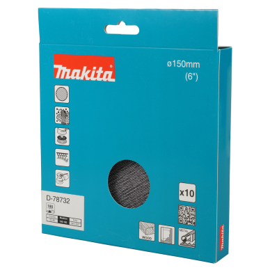 Šlifavimo tinklelis Makita D-78732 su aliuminio oksido danga, 150mm A180 2 Šlifavimo tinklelis Makita D-78732 su aliuminio oksido danga, 150mm A180 2