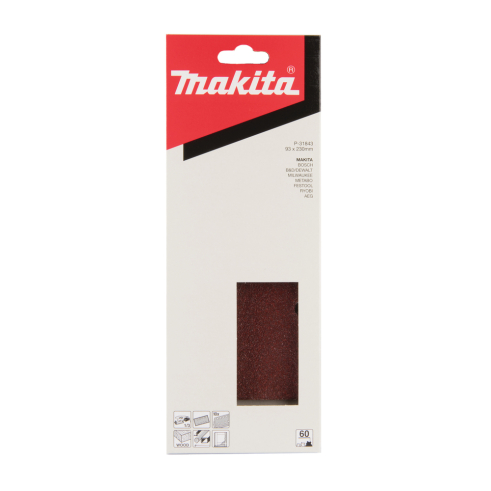 Šlifavimo popierius Makita P-31843, 93X230 K60 (10Vnt.) BO3700,BO3710, DBO380, DBO381 1 Šlifavimo popierius Makita P-31843, 93X230 K60 (10Vnt.) BO3700,BO3710, DBO380, DBO381 1