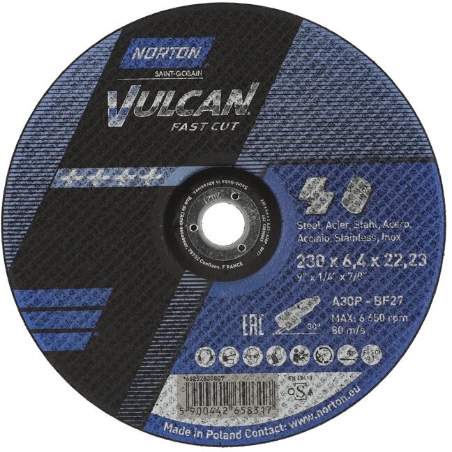 Šlifavimo diskas NORTON VULCAN 230x6,4x22x23 1