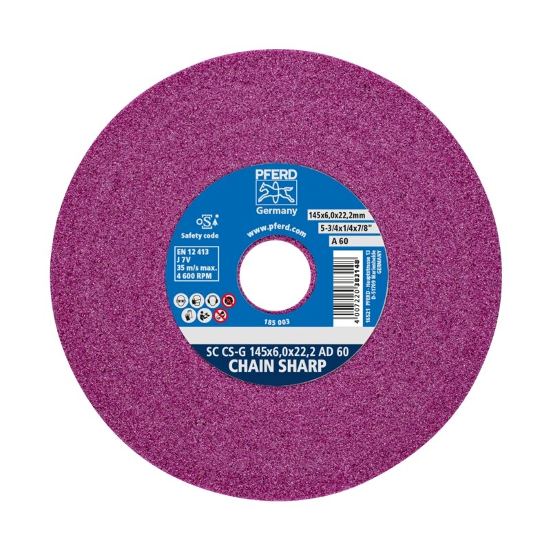 Šlifavimo diskas grandinėms PFERD SC CS-G 145x6,0x22,2 AD 60J7V Šlifavimo diskas grandinėms PFERD SC CS-G 145x6,0x22,2 AD 60J7V