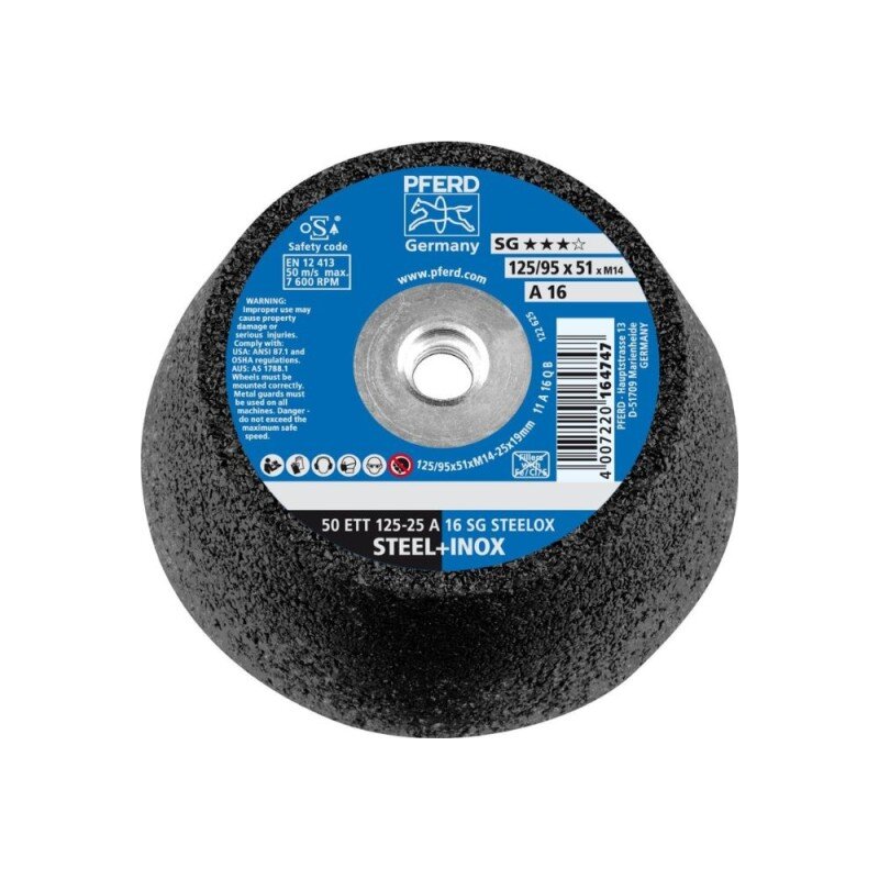 Šlifavimo taurė PFERD ETT SG STEELOX 125x25 M14 Šlifavimo taurė PFERD ETT SG STEELOX 125x25 M14