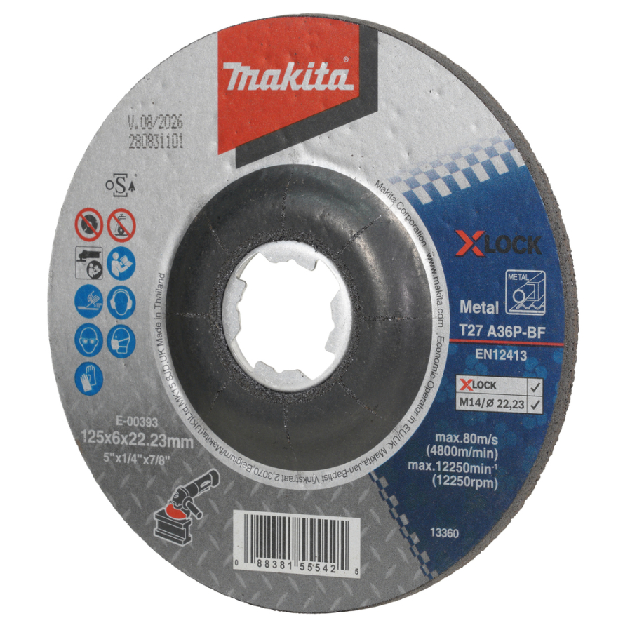 Šlifavimo diskas Makita E-00393, 125X6MM, X-LOCK (A36P), metalui 1
