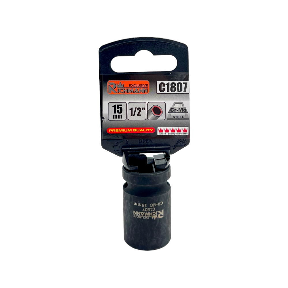 Smūginė galvutė 15 mm 1/2" trumpa 3 Smūginė galvutė 15 mm 1/2" trumpa 3