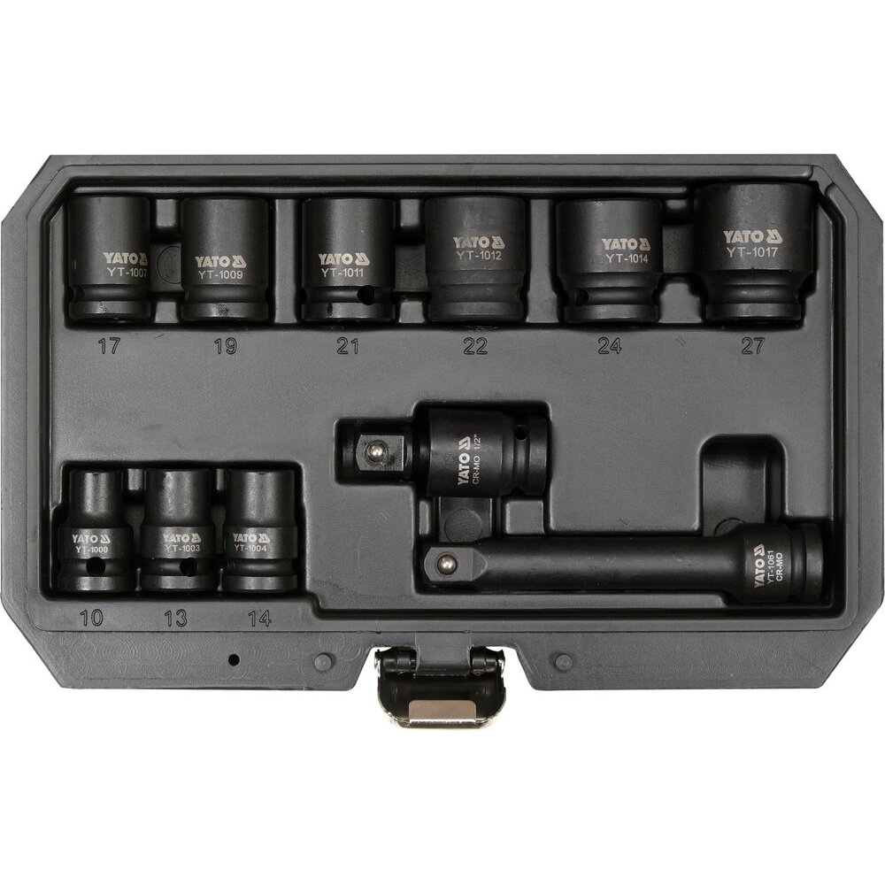 Smūginių galvučių rinkinys | su aksesuarais | 12,5 mm (1/2") | 11 vnt (YT-10255) 1