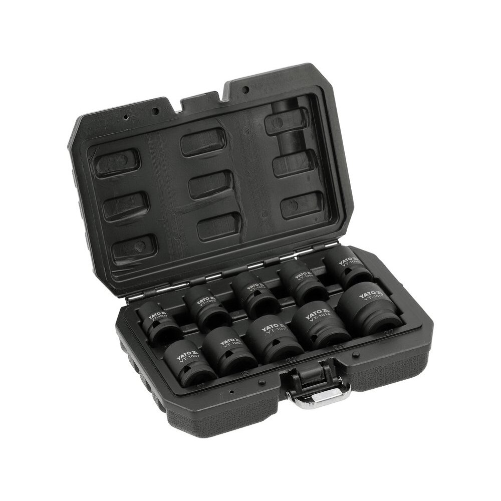 Smūginių trumpų galvučių rinkinys 1/2" | 10 vnt (YT-10252) Smūginių trumpų galvučių rinkinys 1/2" | 10 vnt (YT-10252)